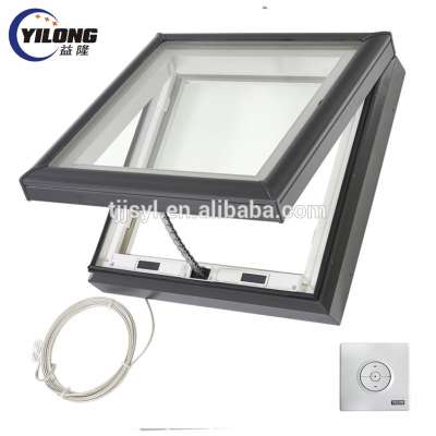 translucent tough glass with thermal break alloy frame electric opening skylight window